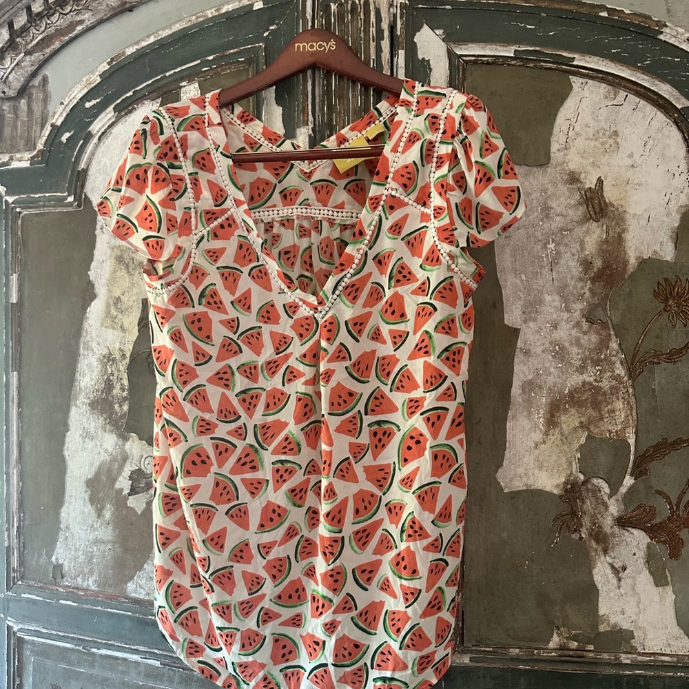 Maeve Anthropologie Picnic Days Summer Watermelon Top - Women's Size 12 RARE!!